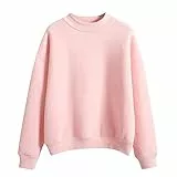 Sweatshirt Damen Pullover ohne Kapuze Langarmshirt Pulli Sweater Rundhalsausschnitt Frauen Locker Sweatpullover Casual Oberteil Sport Streetwear Oversized Einfarbig Hoodie Bluse Tops