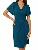 GRACE KARIN V-Ausschnitt Damen Cocktailkleider für Hochzeit Festlich Chiffon Abendkleid Blaugrün L