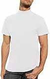 Herren-T-Shirt, Rollkragen, Baumwolle, schmale Passform, fester Pullover, Weiß, kurze Ärmel, XL