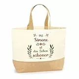 Planetee Jutebeutel Simone Leben schöner– Einkaufstasche & Strandtasche aus Baumwolle und Jute Geschenk für Damen Geburtstag Muttertag Freundin Schwester Weihnachten
