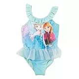 United Labels Disney Die Eiskönigin Badeanzug für Mädchen mit Rüschen, ELSA & Anna Frozen, Blau, 122-128, Schwimmanzug Kinder, Schwimmkleidung