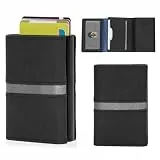 FUNGORGT Schlanke Brieftasche für Herren, Pop-Up-Aluminiumhülle, intelligente Herren-Geldbörse, schwarz, Kreditkartenhalter, RFID-blockierend, dreifach gefaltet, Herren-Geldbörse, B-schwarz, Geldbörse