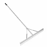 VEVOR Rasenrechen 1915 x 914 x 100 mm Rasenharke Aluminiumlegierung Laubrechen 37 Zinken Unkrautrechen 27,8 x 1905 mm Griffgröße Federverschlussmechanismus Garten-Rechen für Land-/ Wasserumgebungen