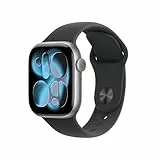 Apple Watch Series 11 GPS 42 mm Smartwatch mit Aluminiumgehäuse in Space Grau und Sportarmband in Schwarz (S/M). Schlafindex, Fitnesstracker, Gesundheitstracking, Always-On Display, Wasserschutz