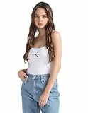 Calvin Klein Jeans Damen Tank Tops Monologo Strappy Tank Top Slim Fit, Weiß (Bright White), XXL