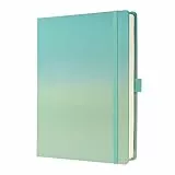 SIGEL JB102 Notizbuch Bullet Journal Jolie, Dot-Lineatur, dickes 120 g Papier, A5+, türkis, 200 Seiten, Hardcover mit beschichtetem Stoff, Gradient Sea, vegan, aus nachhaltigem Papier