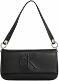 Calvin Klein Damen Schultertasche Sculpted Flap Pouch mit Logo, Schwarz (Black), Einheitsgröße