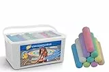 PUSTEFIX MALEFIX Straßenmalkreide 50er Packung I Malkreide für Kinder und Erwachsene I Vielfalt an Farben I Leuchtend und Kräftig I Wasserlösliche und hochwertige Kreide I für Straße u. Hof