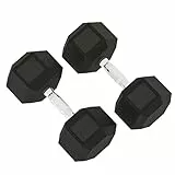 HOMCOM Hexagon Hanteln, 2er Set Hanteln mit gerändeltem Griff, Kurzhantelset aus Gusseisen, 2 x 20 kg, Kurzhanteln für Männer Frauen, Zuhause, Fitnessstudio, Krafttraining