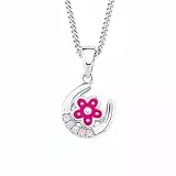 Prinzessin Lillifee Mädchen-Kette 35+3cm längenverstellbar mit Anhänger Hufeisen Blume 925 Sterling Silber Zirkonia rosa