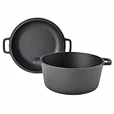 TAINO Gusseisen-Topf mit Pfannen-Deckel 6l Dutch-Oven Allzweck-Kochtopf aus Gusseisen Herd Ofen Lagerfeuer Grill
