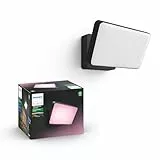 Philips Hue White & Color Ambiance Discover Outdoor Flutlicht (2.250 lm), dimmbare Wandleuchte für das Hue Lichtsystem mit 16 Mio. Farben, smarte Lichtsteuerung über Sprache oder App, schwarz