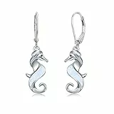 ZIPPICE Ohrringe Damen 925 Sterling Silber Weiß Opal Seepferdchen Ohrringe Seepferdchen Ohrringe Damen Opal Ohrringe Ozean Tier Ohrringe Schmuck Geschenk für Frauen Mädchen Mama Frau Freunde
