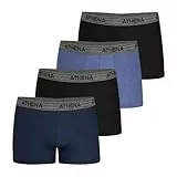 Athena Herren Basic Coton Ld40 Boxershorts, Blau/Schwarz/Chinablau/Schwarz, M (4er Pack)