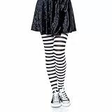 Leg Avenue 7100Q - Plus Größe Gestreiftes Strümpfhose Kostüm Damen Karneval, schwarz/weiß, Größe: (EUR 42-46)