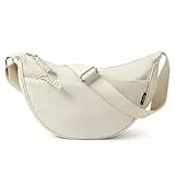 KALIDI Crossbody Bag Damen Halbmond Handtasche Multi-Tasche canvas mit verstellbarem Gurt Stylische Umhängetasche für Schule Arbeit Einkauf Sport Alltag Reisen (Beige)