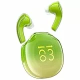ACEFAST T9 Bluetooth Kopfhörer Night Light, In Ear Kopfhörer Kabellos Bluetooth 5.3 Kopfhoerer mit 4 Mic, ENC Noise Cancelling Wireless Earbuds 30H Tiefer Bass, Crystal LED-Anzeige,Avocadogrün