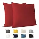 Dreamzie Kissenbezug 65 x 65 cm (Set mit 2) - 100% Jersey Baumwolle 150 g/qm Kissenbezüge -Rot - Für Kissen 65 x 65 cm - Kissenhülle - Kissenbezug - Resistent und Hypoallergen