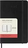 Moleskine Tagesplaner, Tagesagenda 2026 12 Monate, Mit Weichem Einband und Elastischem Verschluss, Pocket-Format 9x14, Farbe Schwarz