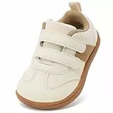 STQ KIDS Jungen Schuhe Breiter Zehenraum Kleinkinder Lauflernschuhe rutschfeste Kinder Sneakers Weiche Leicht mit Haken- und Schlaufenband Beige-Braun 26 EU Weit