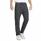 JustSun Jogginghose Herren Baumwolle Trainingshose Männer Sporthose Lang Herren Sweatpants Freizeithose Fitness Hosen Herren mit Reißverschlusstaschen Dunkelgrau L