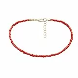 Holibanna 2Pcs Frauen Choker Halskette Samen Joker Perlen Einlagigen Hals Kette Schmuck (Rot)