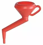 hünersdorff 956200 Winkeltrichter 175 mm mit Griff, Spritzschutz & Sieb, rot, HD-PE, made in Germany