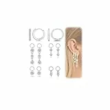 Senteria Creolen Silber 925 Klein Ohrringe Creolen Silber Sets Klein Ohrringe Silber 925 Dangle Hypoallergen Silber Huggie Sets für Damen