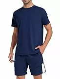 Litherday Trainingsanzug Herren kurz Sportanzug Activewear Sport Set Kurzarm Sommer Sportbekleidung Shirt mit Kurze Hose A-Dunkelblau L