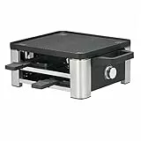 WMF Lono Raclette Grill mit Pfännchen und Schiebern, Raclette 4 Personen, 870 W, edelstahl matt
