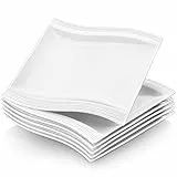 MALACASA, Serie Flora, 6 teilig Set CremeWeiß Porzellan Flachteller Speiseteller Essteller 10,25 Zoll / 26x27x2,5 cm für 6 Personen