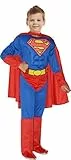 Ciao Superman DC-Comic-Baby-Kostüm (Größe 3-4 Jahre) mit gepolsterten Brustmuskeln, Blau / Rot