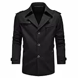 KUDORO Herren Übergangsjacke Leicht Fliegerjacke Bomberjacke Baumwolle Cargo Jacke Herren-Trenchcoat mit Mehreren Taschen(Schwarz,XL)