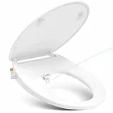 Toilettendeckel mit Bidet,YEAUPE PRO WC Sitze mit Absenkautomatik, nicht elektrisch, mit selbstreinigenden Doppeldüsen,separate Rückseite und weibliche Reinigung (Oval) 44,3 * 37,1 * 8,3CM