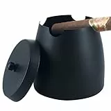 Crefun Zigarrenaschenbecher Groß mit Deckel, Winddicht & Regensicher für Drinnen und Draußen, 4 Zigarrenhalter Abnehmbarer Mittelsteg Rutschfester Boden, Zigarren Zubehör Geschenk für Männer (Large)