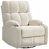 HOMCOM Relaxsessel Fernsehsessel mit Liegefunktion Liegesessel Sessel mit Verstellbarer Rückenlehne, Fußstütze Ruhesessel mit Leinen-Optik für Wohnzimmer Schlafzimmer, Beige