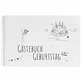 Gästebuch Geburtstag mit Fragen 14 Verschiedene Steckbriefe Inkl und 62 Doppelseiten Premium Dickem Papier, Für 62 Einträge Fotoalbum Geburtstag mit Weißer Spiralbindung Für Jeden Geeignet - DIN A4