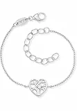 Herzengel Mädchen Kinder Armband aus Sterling Silber und einem silbernen Herz Anhänger - besetzt mit einem Zirkonia - Karabinerverschluss - längenverstellbar - nickelfrei