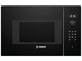 Bosch BFL524MB0 Serie 6 Einbau-Mikrowelle, 38 x 60 cm, 800 W, Drehteller 25,5cm, Türanschlag Links, AutoPilot 7 7 Automatikprogramme, Reinigungsunterstützung, LED-Touchdisplay, Schwarz