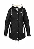 MADSea Damen Regenmantel Friesennerz mit Teddyfleece warm gefüttert Regenjacke wasserdicht, Größe:40, Farbe:schwarz