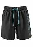 s.Oliver Herren Badeshorts, Schwimmshorts, schwarz, orange (L(52), Schwarz)