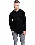 Urban Classics Herren Long Shaped Terry Hoody Kapuzenpullover, Schwarz (black), XL
