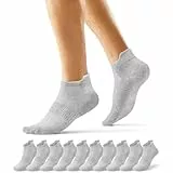 EKSHER Sneaker Socken Herren 43-46 Kurz 10 Paar Baumwolle Grau Kurze Socken Damen Sport Halbsocken Sportsocken Anti Schweiß Atmungsaktive Sommer Halbe Low Running Socks