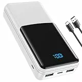 Coblob Power Bank, Powerbank USB C 27000mAh PD 20W QC4.0 Schnellladefunktion mit LED Display 2 Input & 3 Output, Akku External Battery Pack für Handy, Smartphone, Tablet, Headset und Mehr (Weiß)