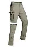 Vzteek Herren Wanderhose Zip Off Trekkinghose Outdoorhose Sommer Softshell Stretch Hose Kurz für Wandern,Abnehmbar,Baggy,Fahrrad,arbeits(BeGreen,M)