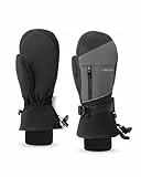 Caracaleap Skihandschuhe Herren Damen Fäustlinge Handschuhe Wasserdicht Winterhandschuhe für Skifahren Snowboard Wandern Fahrradhandschuhe Schwarz M-L