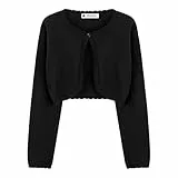 BlackButterfly Mädchen Lange Ärmel Gestrickt Kinder Kinder Bolerojäckchen Shrug (Schwarz, 11-12 Jahre)