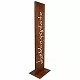 Rostikal Gartenschild „Lieblingsplatz“ 100 cm – Edelrost Stele aus Metall für Garten & Eingang – Rostdeko Schild für Terrasse, Haustüre & Gartenn