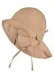 Sterntaler Sonnenhut einfarbig – Hut aus Bio-UV-Popeline mit Bindeband, Größenregulierung und Nackenschutz, UV-Schutz 50+ – Taupe, Größe 53