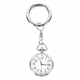 Taschenuhr mit Keychain Hängende Arzt Watch Quarz Bewegung Krankenschwestern Uhr Revers Uhren für Doktorkrankenschwester Einfach zu Lesen Silber